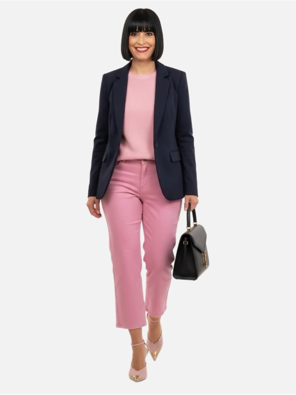 cinq a sept Pink High-Rise Cropped Jeans with Heart Patch - Picture 5 of 11